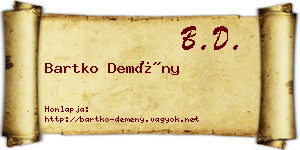 Bartko Demény névjegykártya