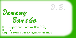 demeny bartko business card
